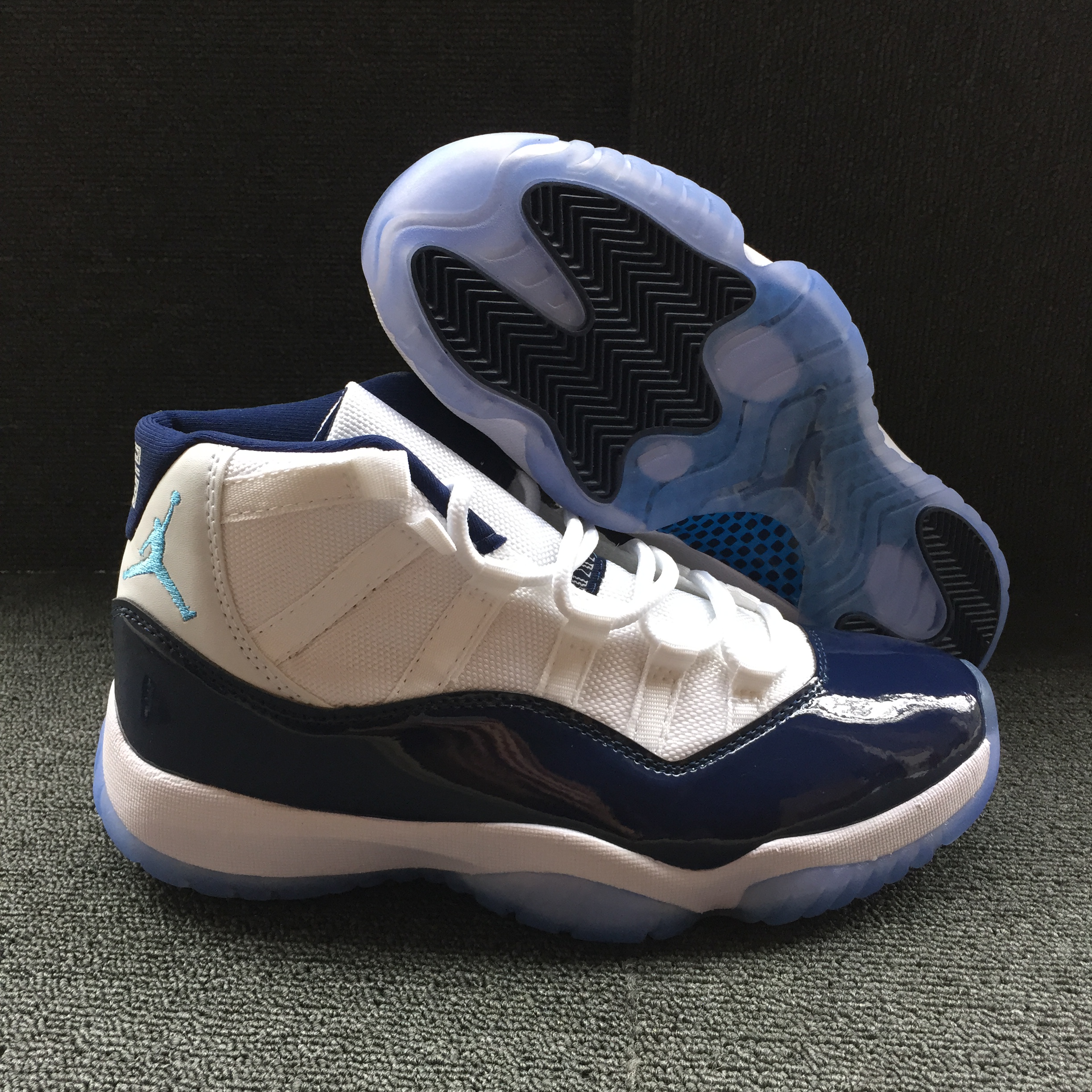 New Women Air Jordan 11 Retro White Blue Jumpman Shoes